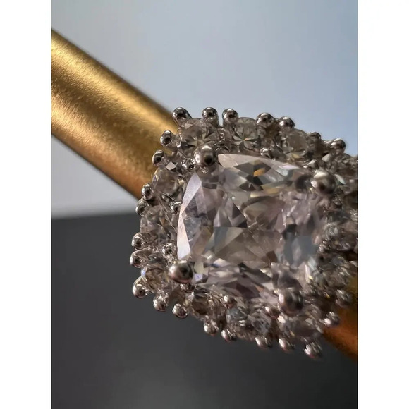 Lab white sapphire and topaz sterling silver stud earrings - Picture 5 of 11